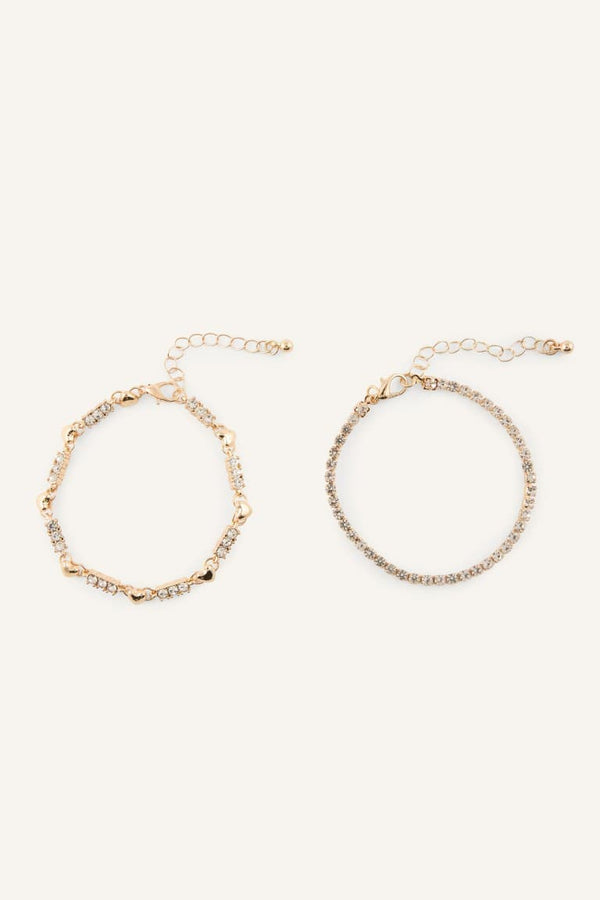 Women Stone Gold Color 2-Piece Bracelet