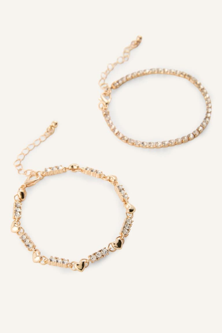 Women Stone Gold Color 2-Piece Bracelet