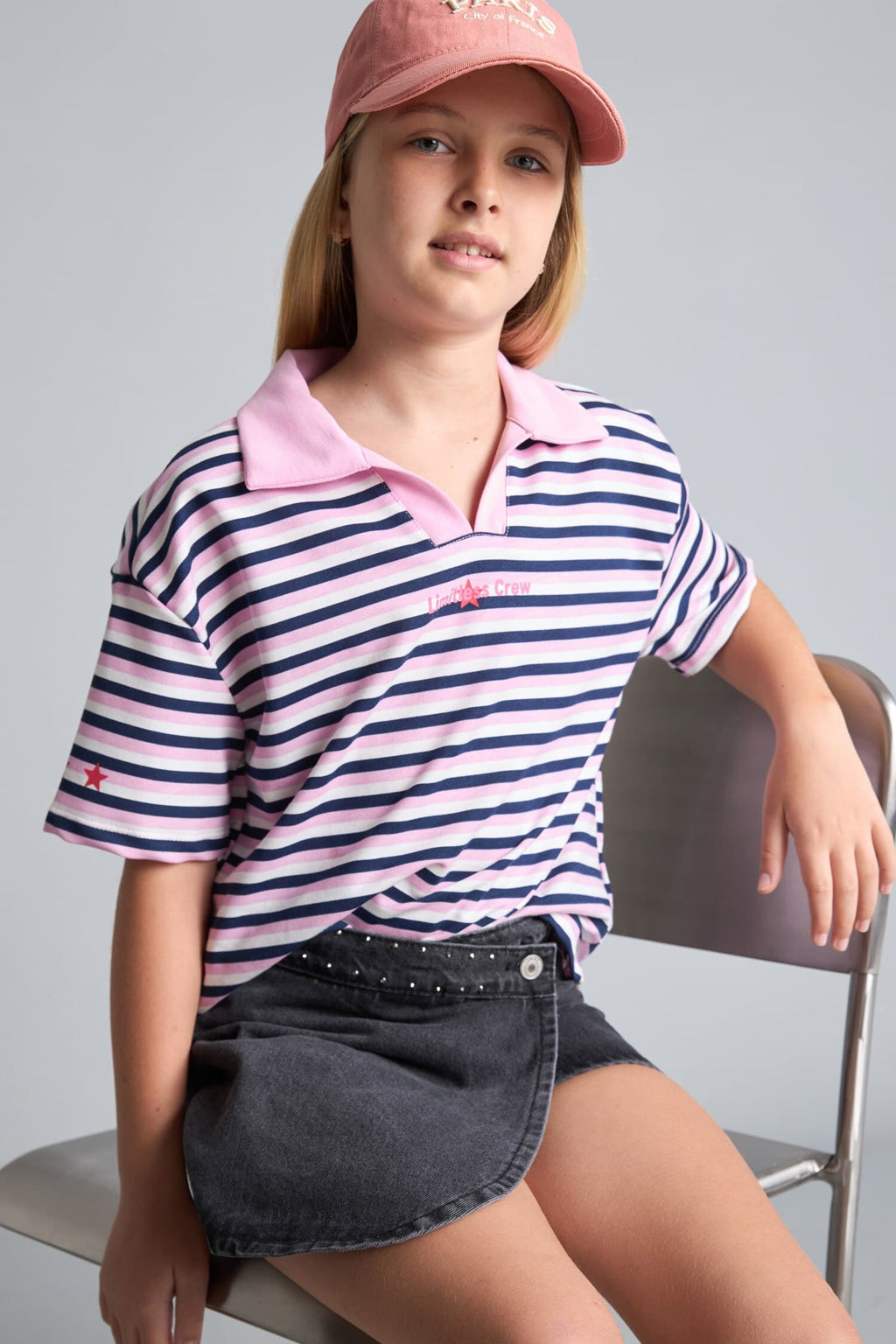 Striped Short Sleeve Polo Shirt Girl