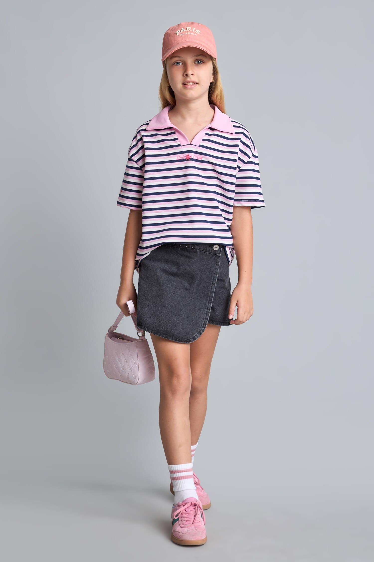 Striped Short Sleeve Polo Shirt Girl Secondary image