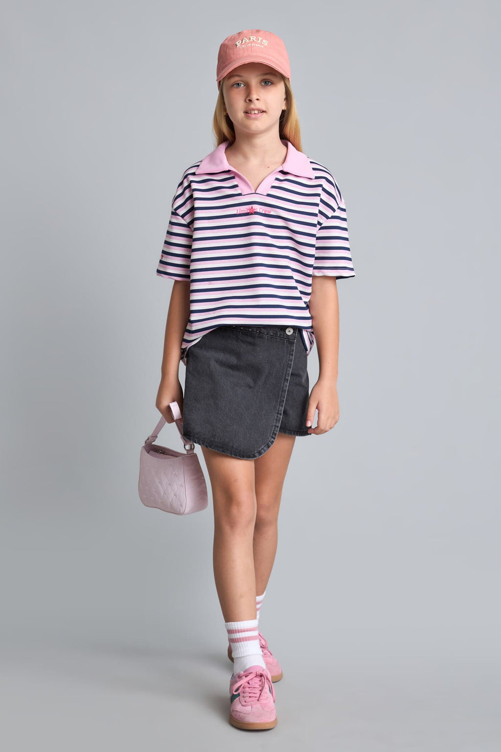 Striped Short Sleeve Polo Shirt Girl