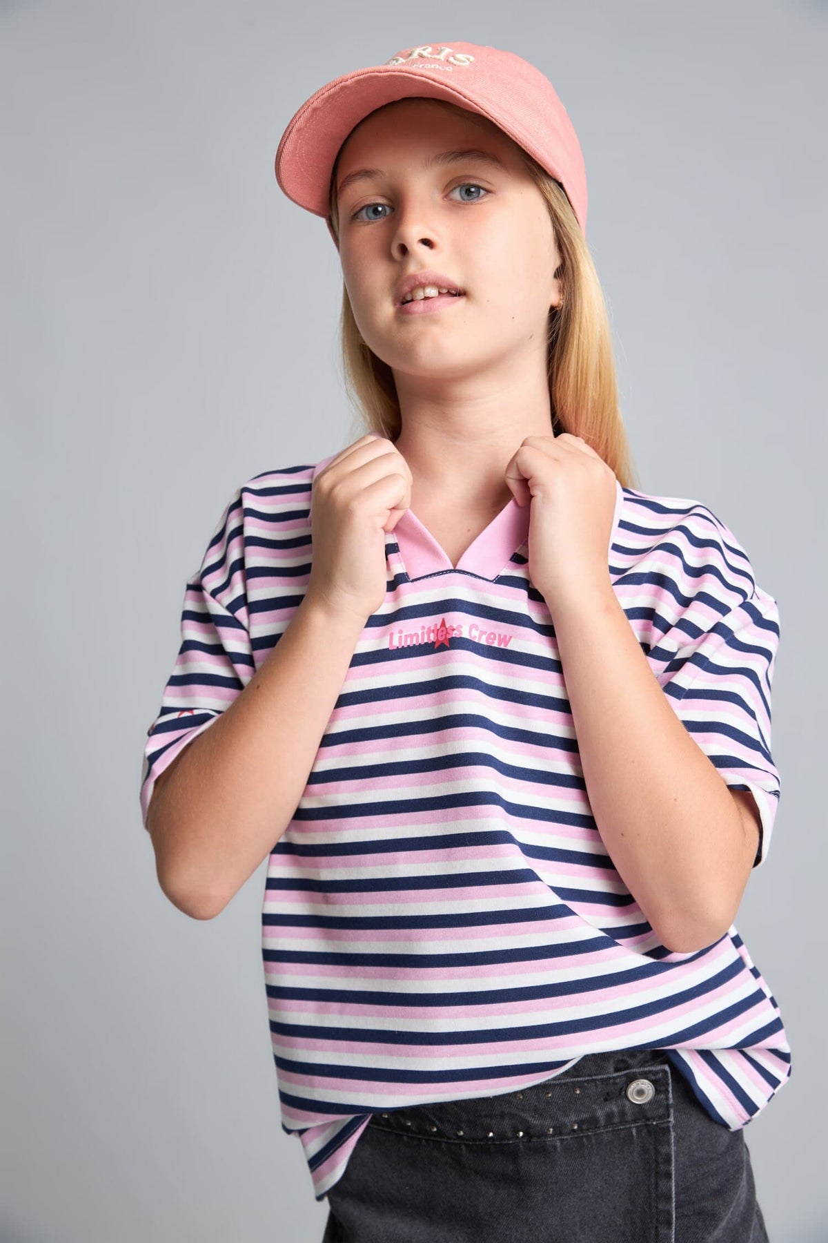 Striped Short Sleeve Polo Shirt Girl