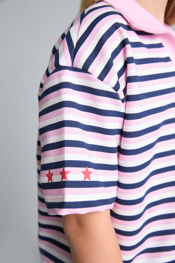 Striped Short Sleeve Polo Shirt Girl