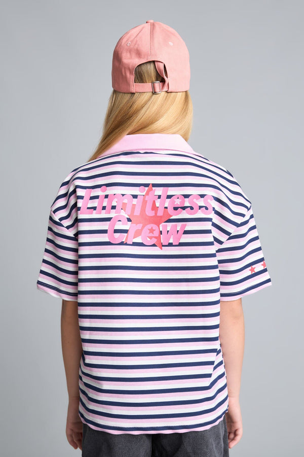 Striped Short Sleeve Polo Shirt Girl
