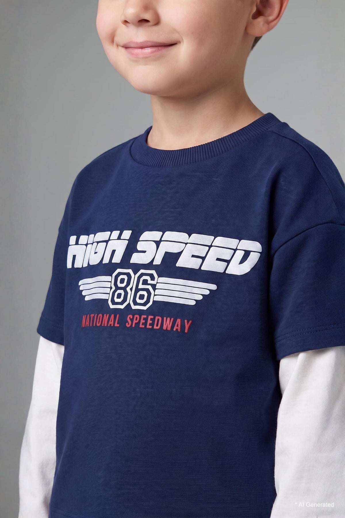 100% Cotton Long Sleeve Printed 2 Navy Blue Set Baby Boy