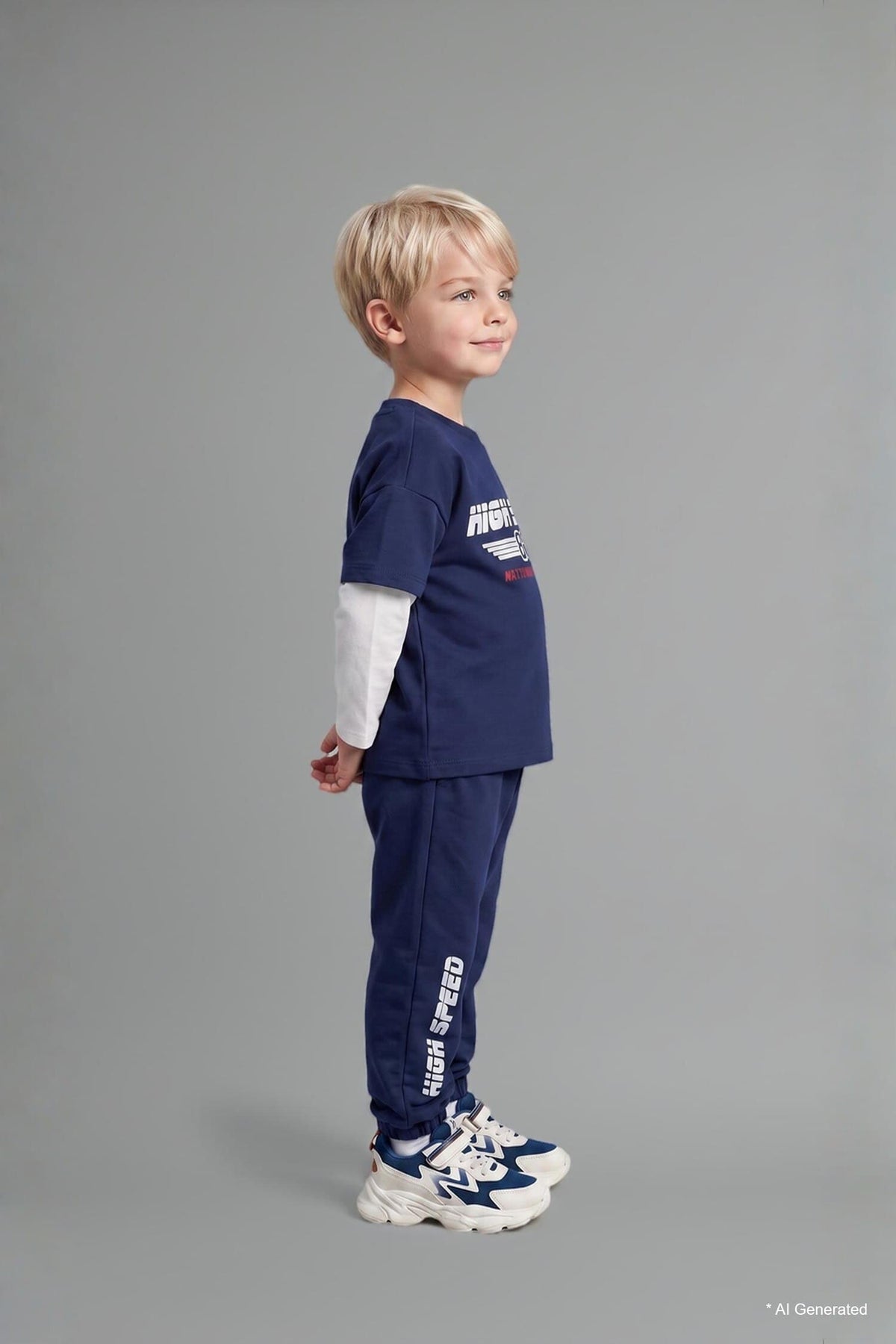 100% Cotton Long Sleeve Printed 2 Navy Blue Set Baby Boy