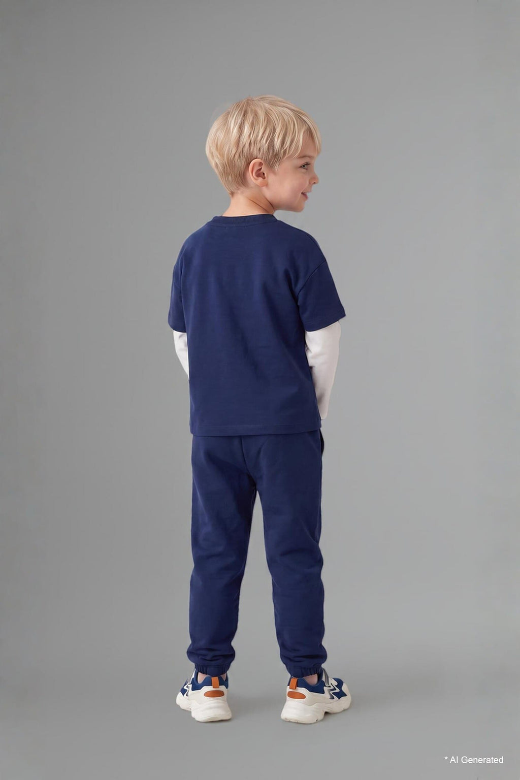 100% Cotton Long Sleeve Printed 2 Navy Blue Set Baby Boy