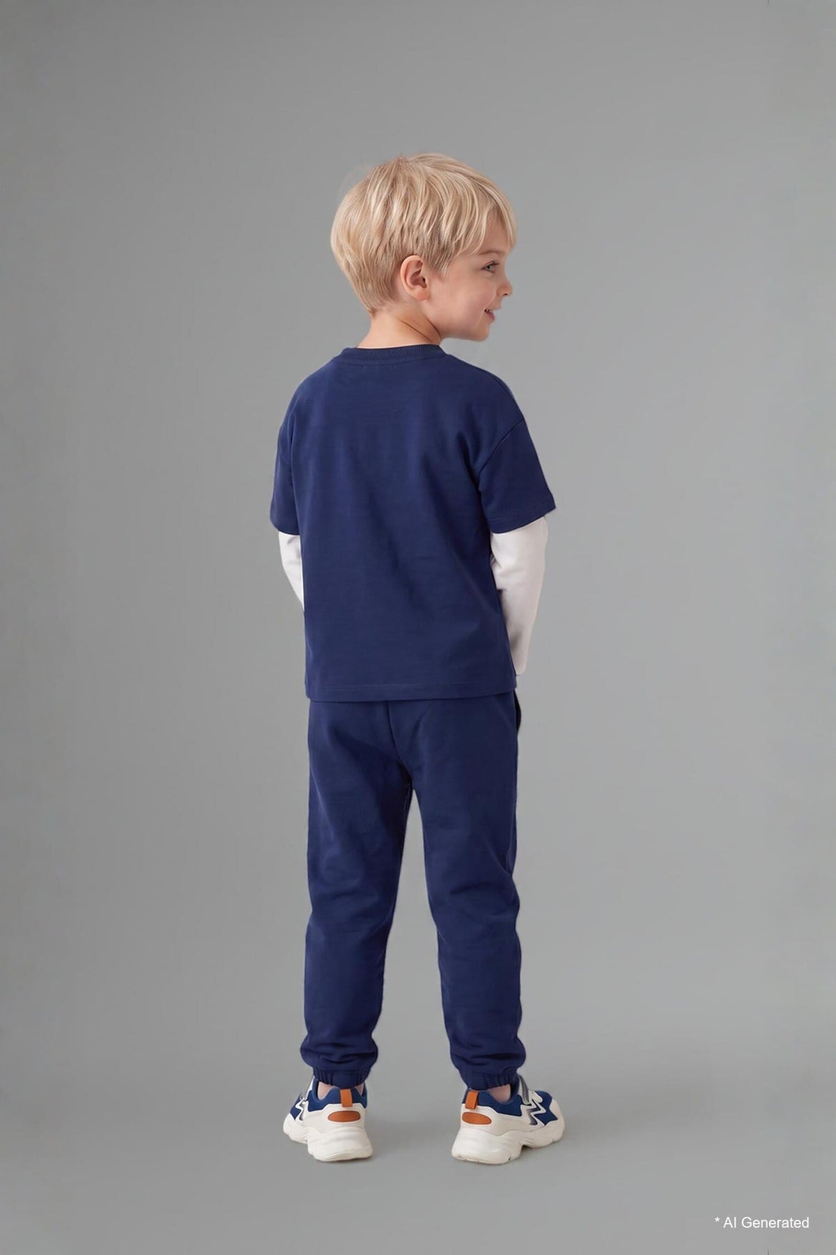 100% Cotton Long Sleeve Printed 2 Navy Blue Set Baby Boy