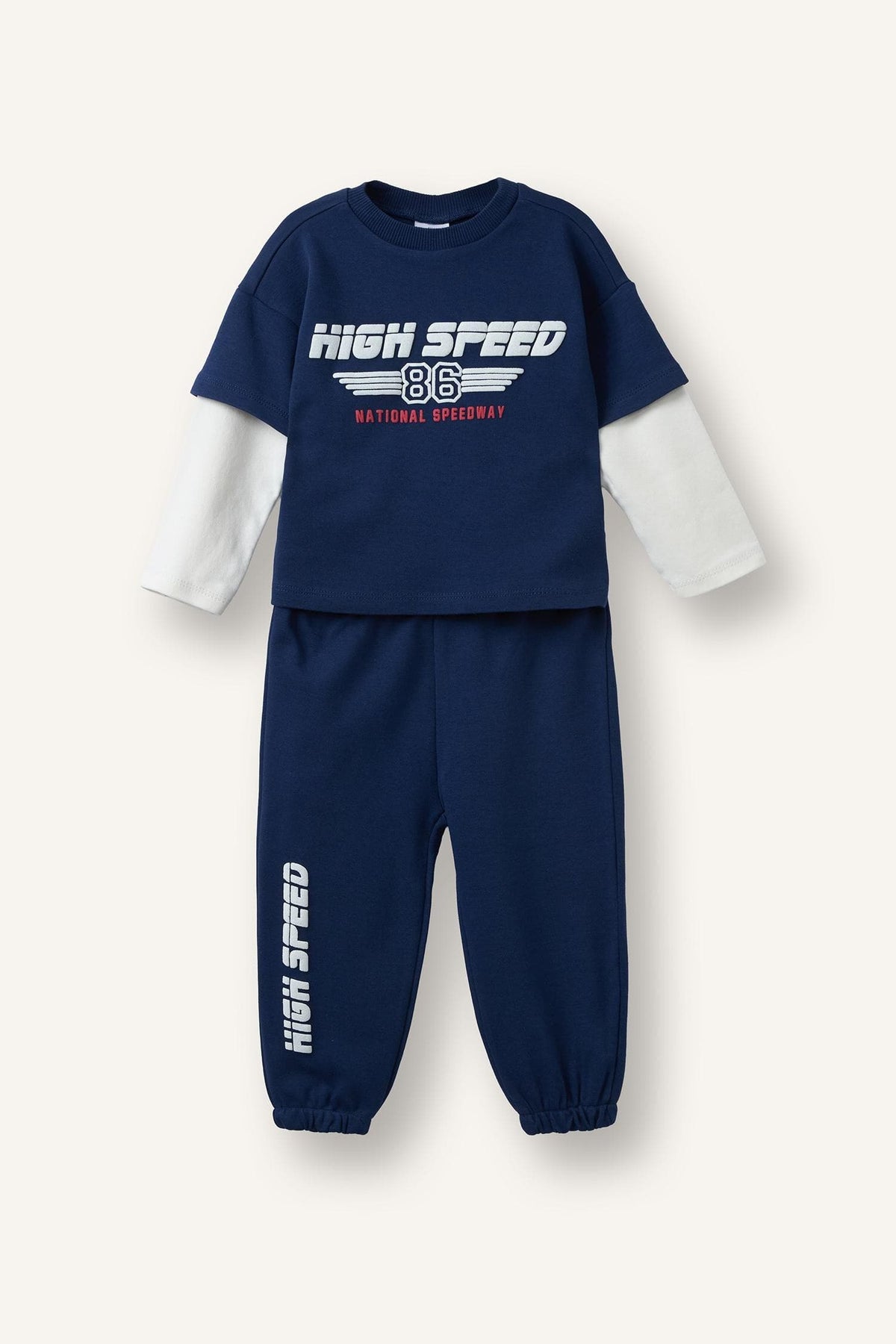 100% Cotton Long Sleeve Printed 2 Navy Blue Set Baby Boy