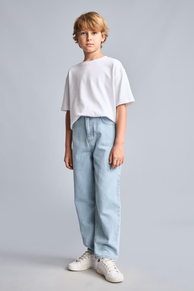 100% Cotton Balloon Fit Jean Light Blue Pants Boy