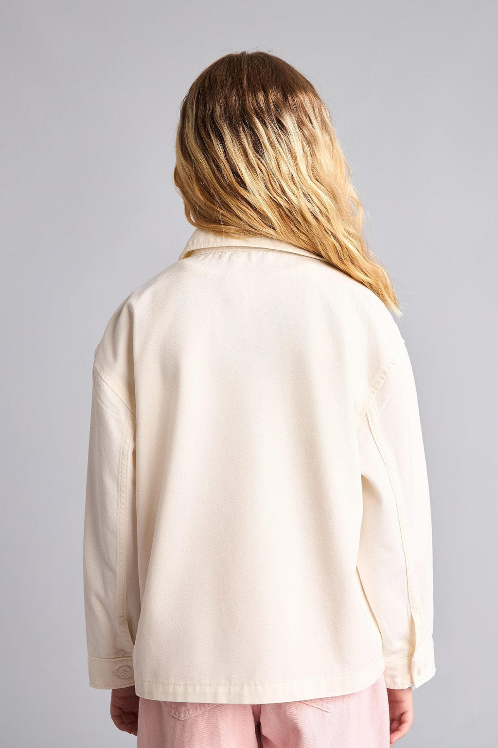 Regular Fit Gabardine Long Sleeve Ecru Shirt For Girls