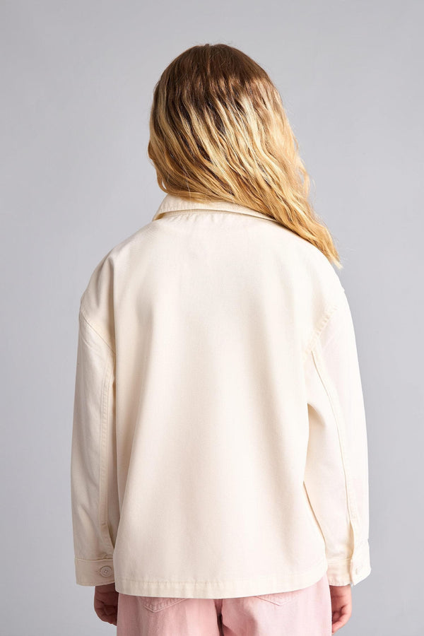 Regular Fit Gabardine Long Sleeve Ecru Shirt For Girls