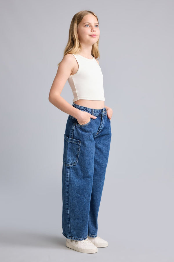 100% Cotton Baggy Fit Jeans Girls