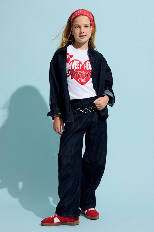 100% Cotton Navy Blue Jean Jacket For Girls