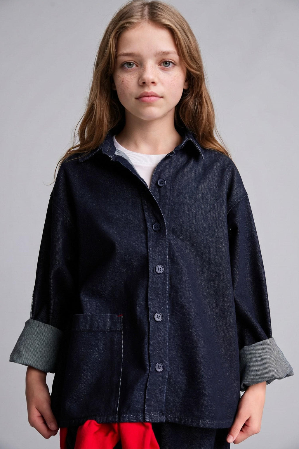 100% Cotton Navy Blue Jean Jacket For Girls