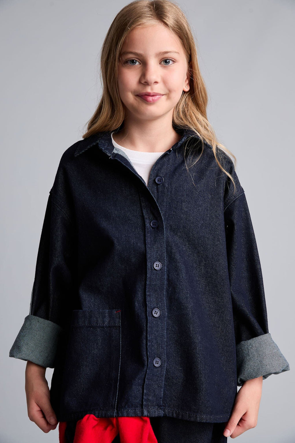 100% Cotton Navy Blue Jean Jacket For Girls