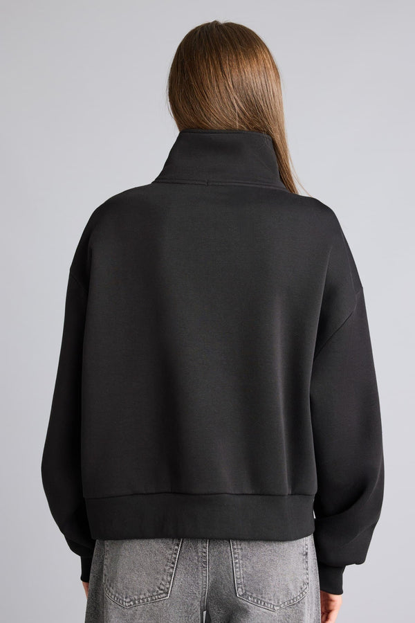Relax Fit Half Turtleneck Printed Thick Sweatshirt Fabric Cardigan