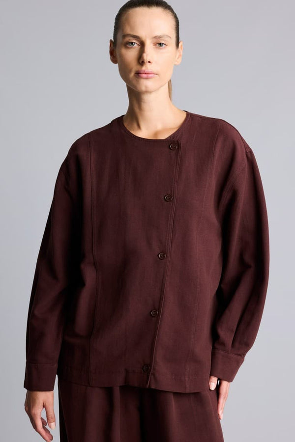 Regular Fitted Linen Blend Brown Jacket