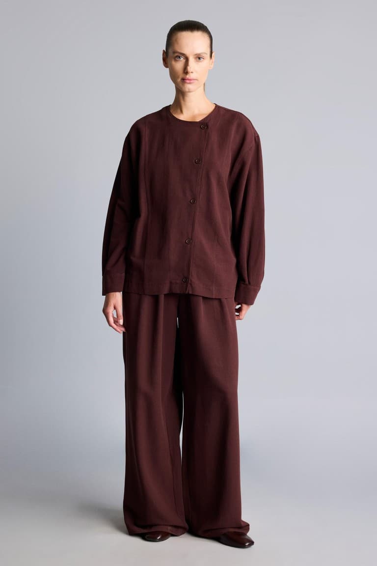 Regular Fitted Linen Blend Brown Jacket