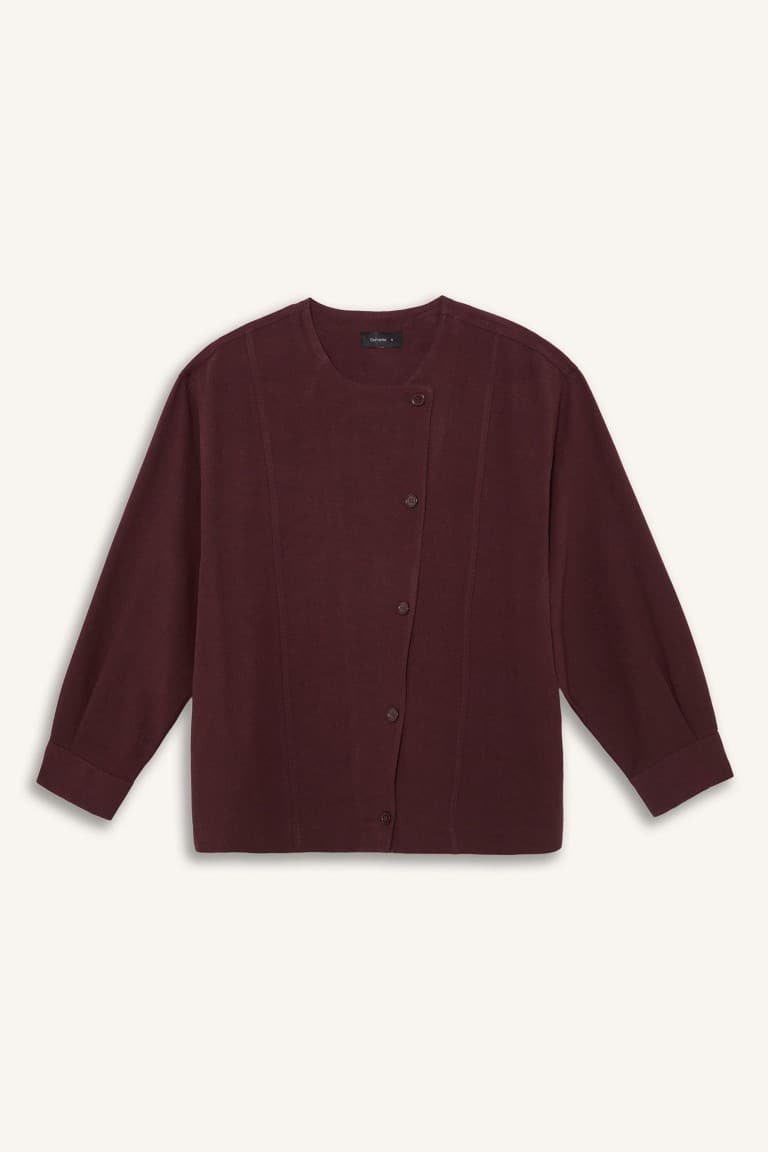 Regular Fitted Linen Blend Brown Jacket