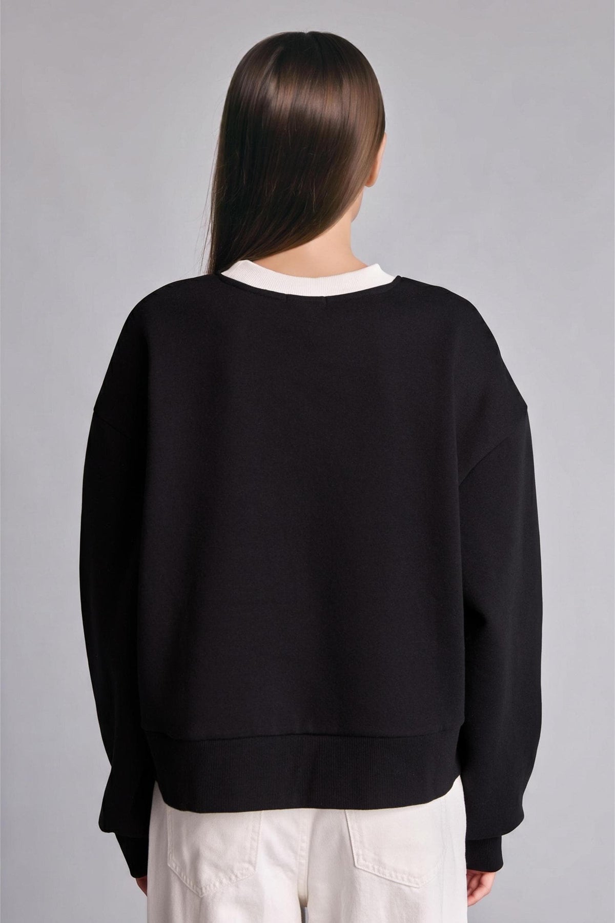Boxy Fit Crew Neck Printed Thick Sweatshirt Fabric Sweatshirt