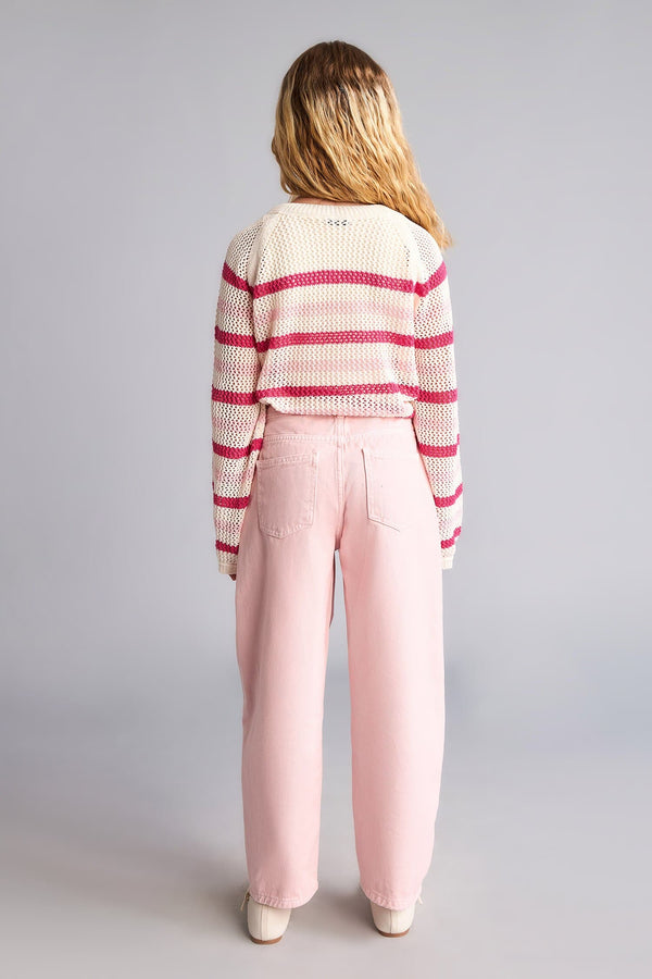Barrel Fit Stretched Banded Leg Gabardine Light Pink Pants Girl