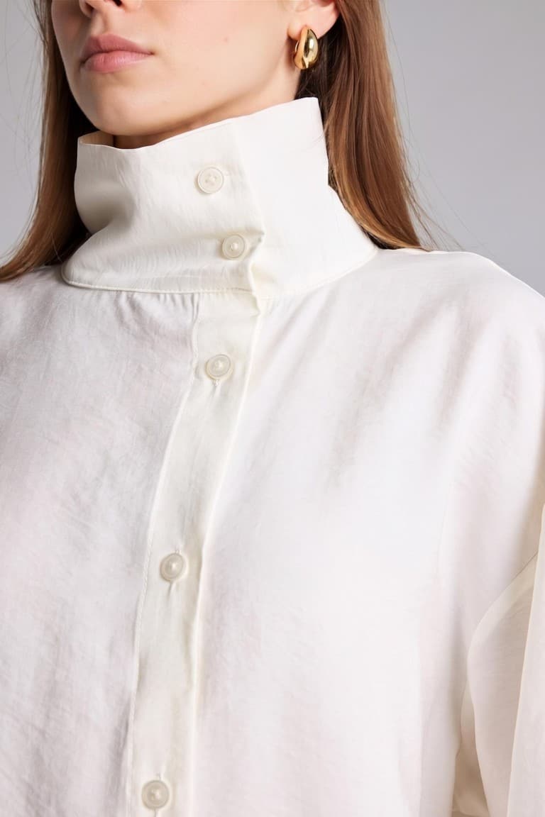 Regular Fit-Modal Long Sleeve Ecru Tunic