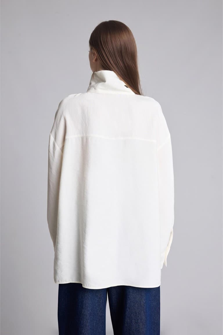 Regular Fit-Modal Long Sleeve Ecru Tunic
