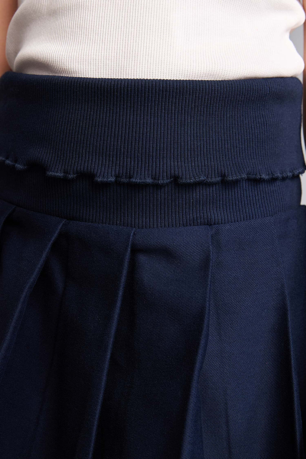 Cotton Pleated Gabardine Mini Skirt Girls