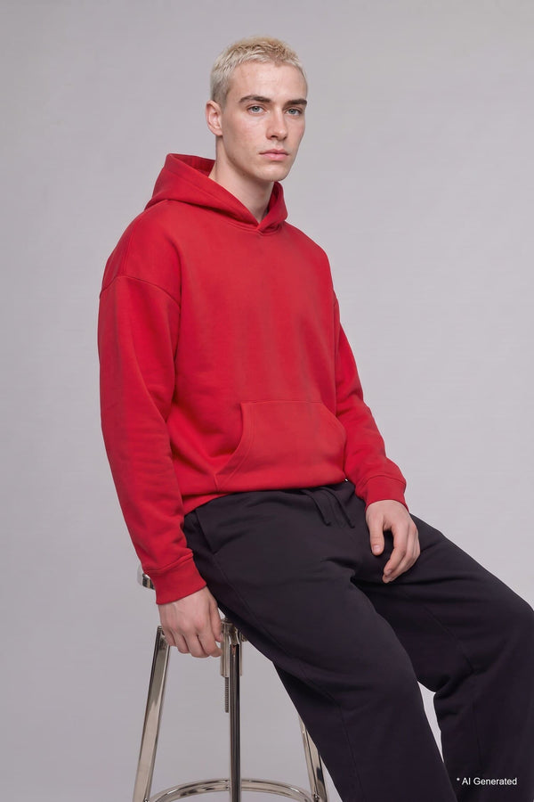 Overless Hooded Thick Fabric Sweatshirt