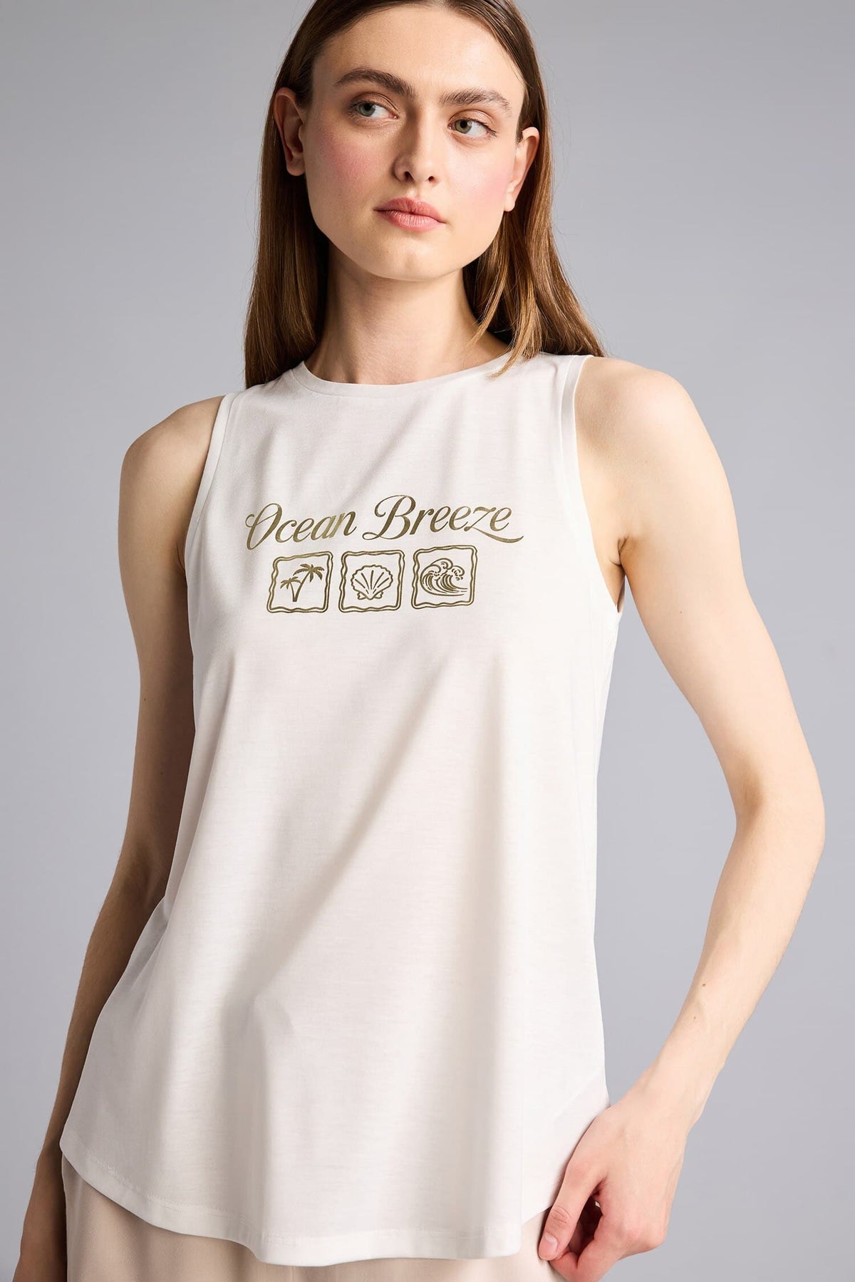 Relax Fit Slogan Printed Crew Neck Undershirt Main image