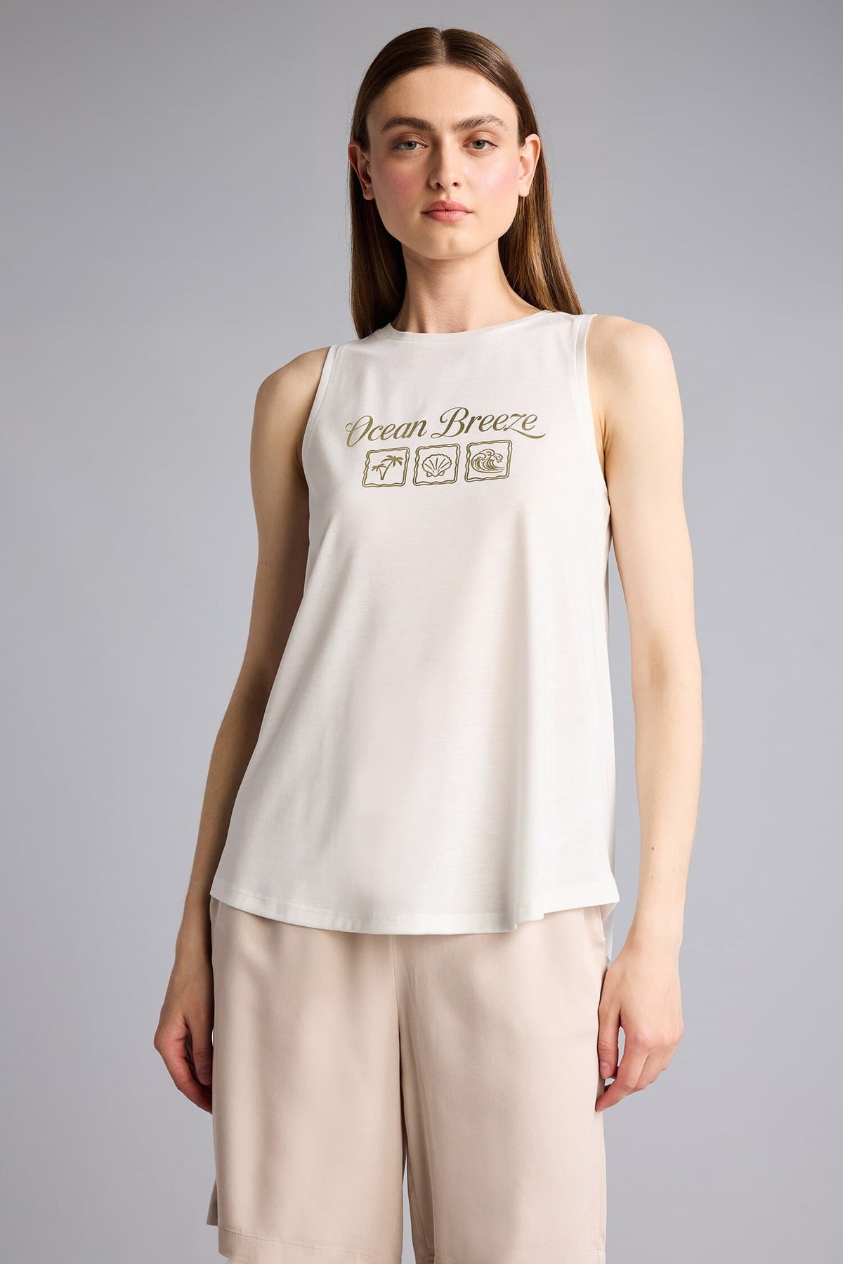 Relax Fit Slogan Printed Crew Neck Undershirt