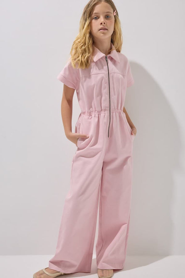 100% Cotton Zippered Lilac Jumpsuit Girls