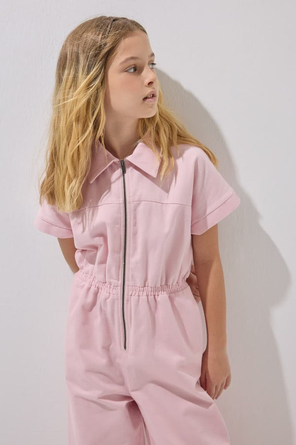 100% Cotton Zippered Lilac Jumpsuit Girls