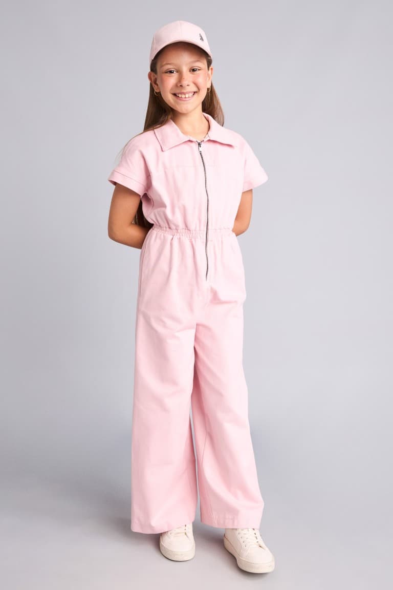 100% Cotton Zippered Lilac Jumpsuit Girls