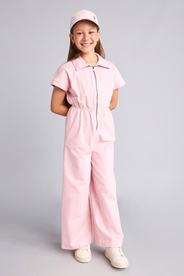 100% Cotton Zippered Lilac Jumpsuit Girls