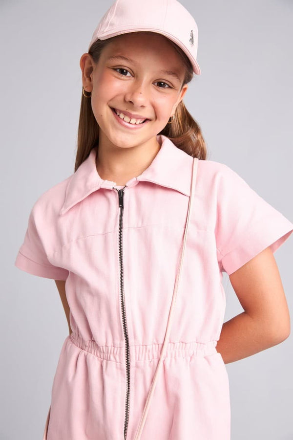 100% Cotton Zippered Lilac Jumpsuit Girls