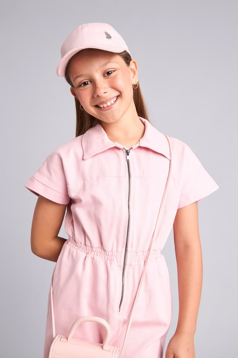 100% Cotton Zippered Lilac Jumpsuit Girls