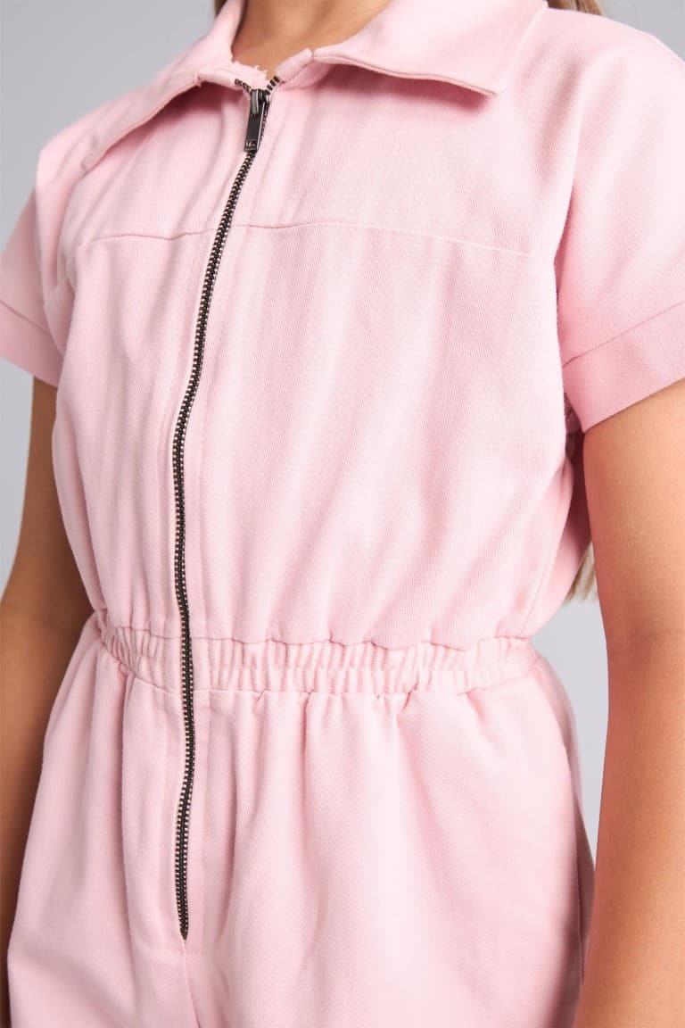 100% Cotton Zippered Lilac Jumpsuit Girls