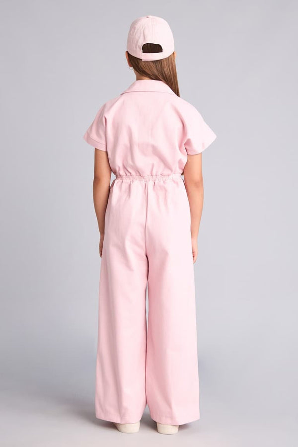100% Cotton Zippered Lilac Jumpsuit Girls