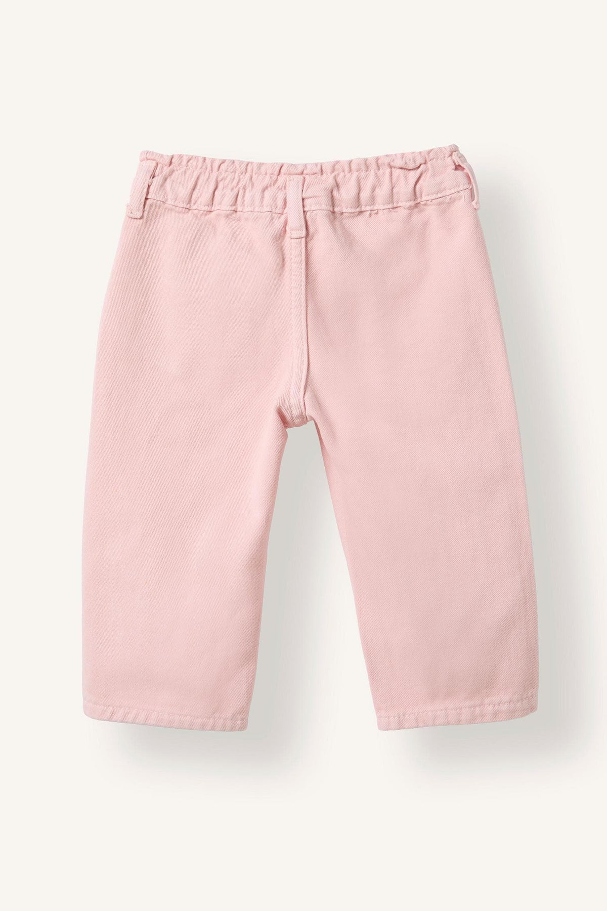 Heart Pocket Detailed Elastic Waist Barrel Fit Gabardine Pants Baby Girl