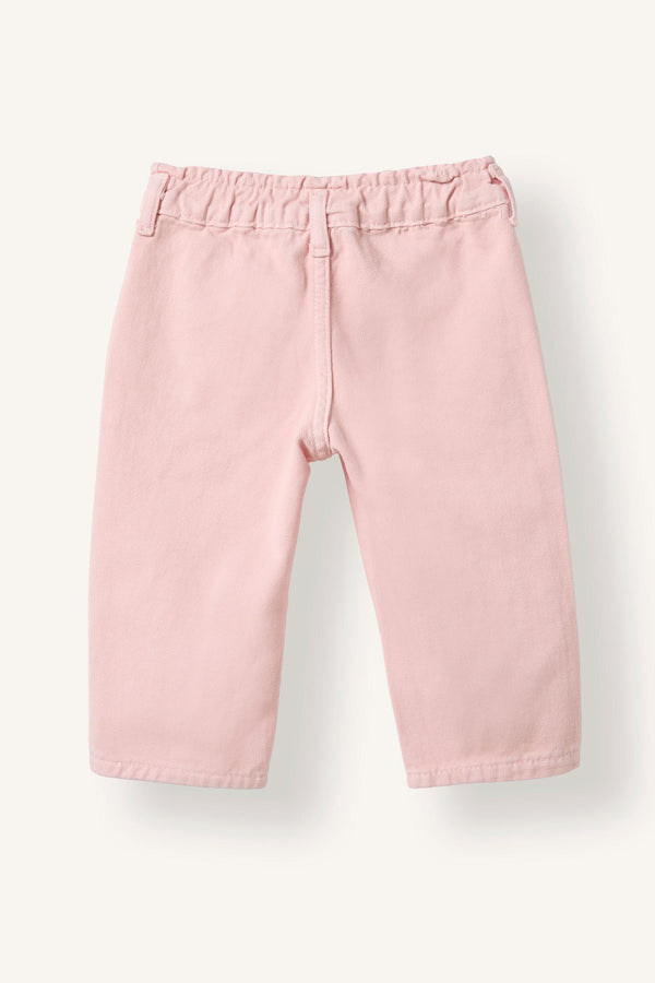 Heart Pocket Detailed Elastic Waist Barrel Fit Gabardine Pants Baby Girl