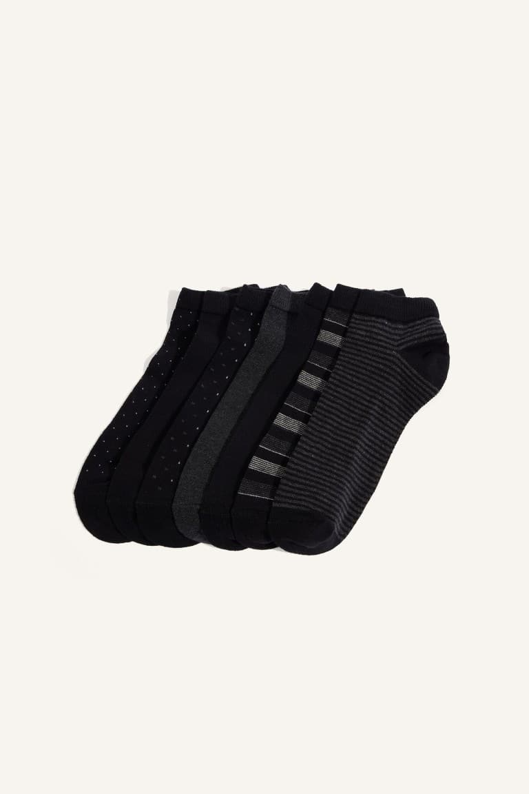 Mens Seamless 7-Pack Cotton Booties Socks