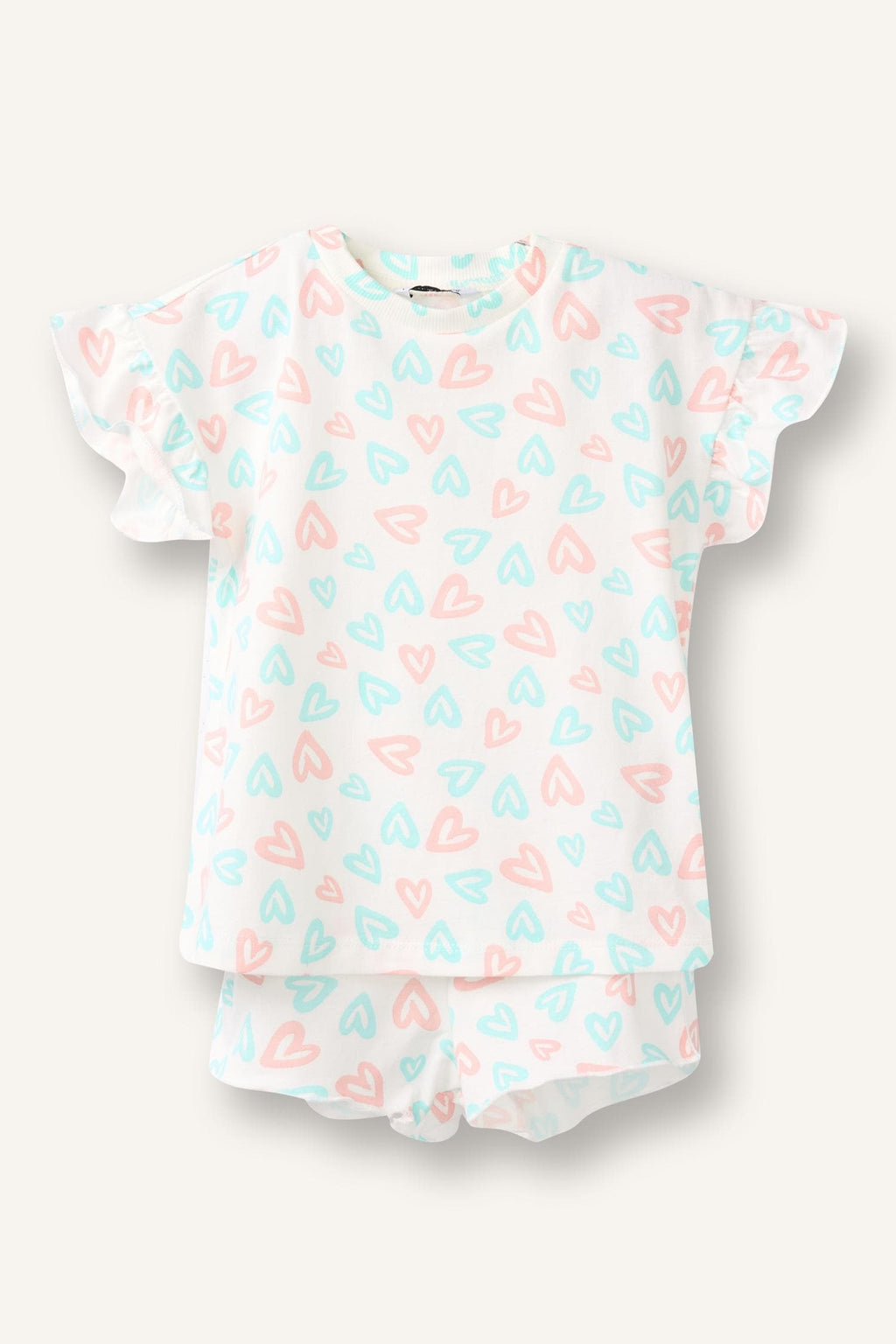 100% Cotton Printed 2-Piece Ecru Pajama Set Baby Girl