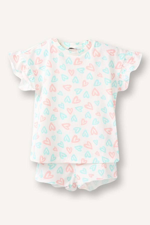 100% Cotton Printed 2-Piece Ecru Pajama Set Baby Girl