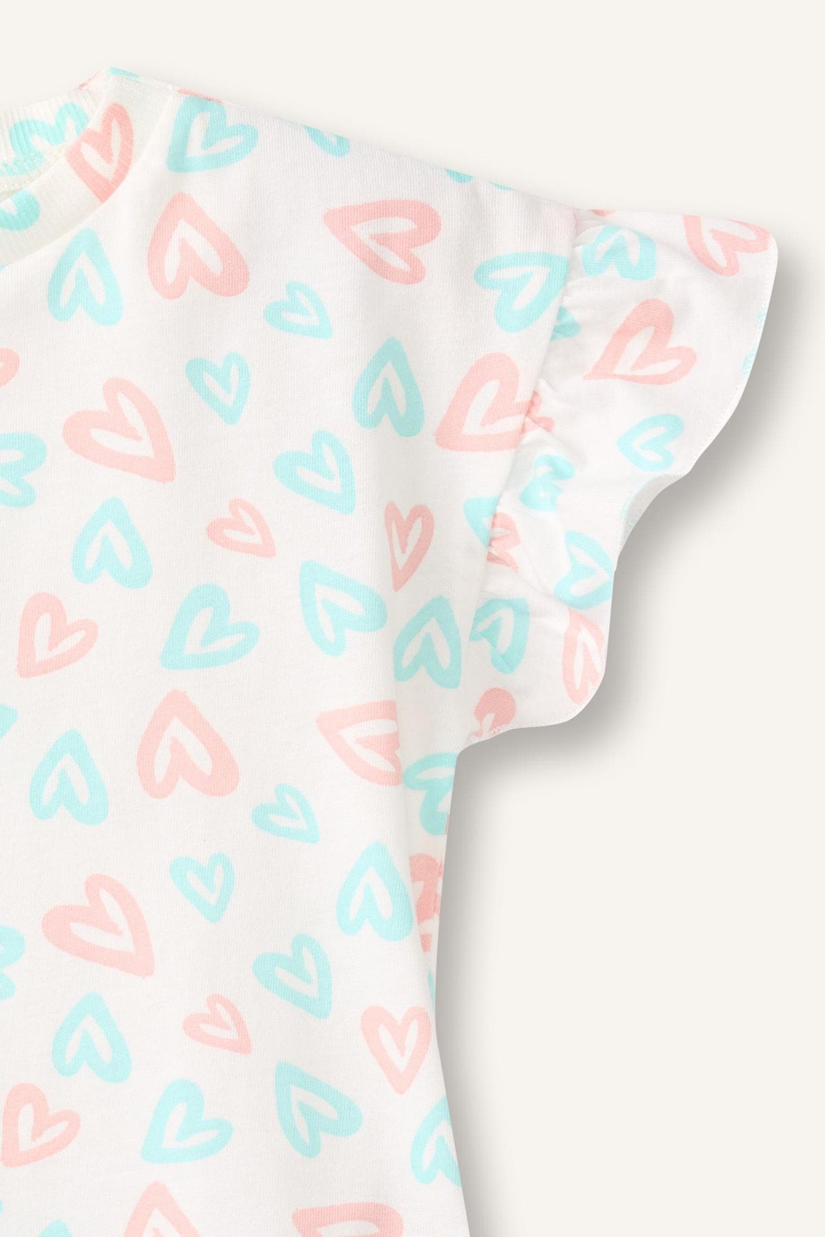 100% Cotton Printed 2-Piece Ecru Pajama Set Baby Girl