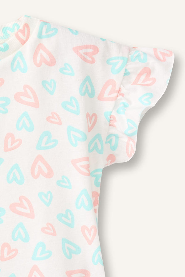 100% Cotton Printed 2-Piece Ecru Pajama Set Baby Girl