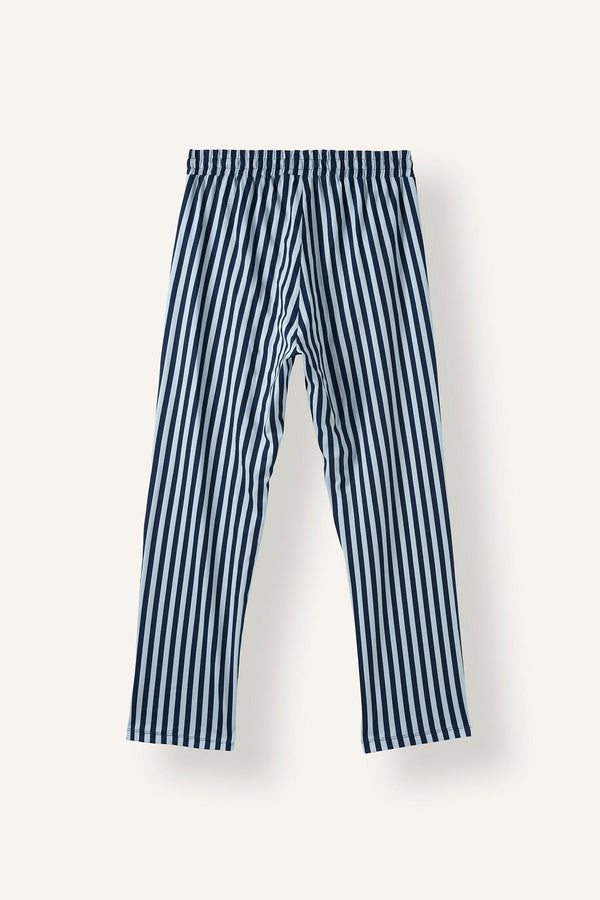 100% Cotton Regular Fit Crew Neck Long Sleeve Printed Top Striped Bottom Pajama Set