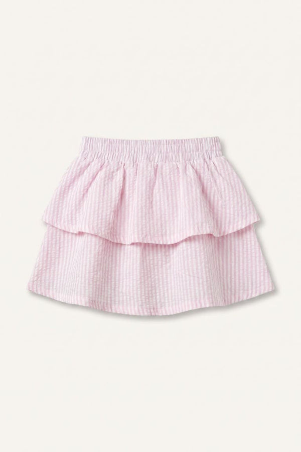 Striped Seersucker Textured Pink Skirt Baby Girl