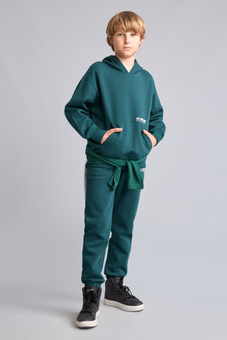 Printed Elastic Leg Thick Fabric Jogger Sweatpants Boy